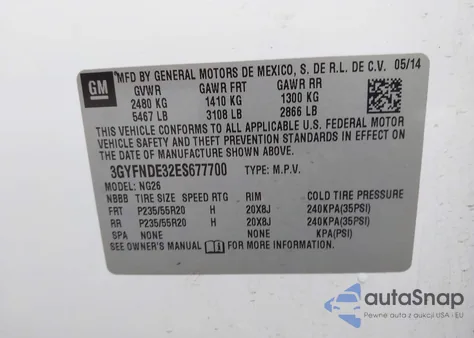 2014 Cadillac Srx Premium Collection from USA, damaged, VIN 3GYFNDE32ES677700